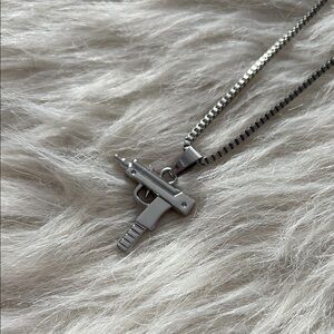 Elegant Silver Pistol Necklace
